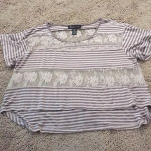 Taupe crop with lace see through